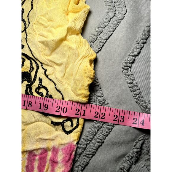 Sante colorful yellow paisley print sun dress kaftan womens OS bohemian hipster - Picture 5 of 6